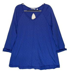 Soft Surroundings Top Size Large Tunic Blue Keyhole Coastal Cottagecore